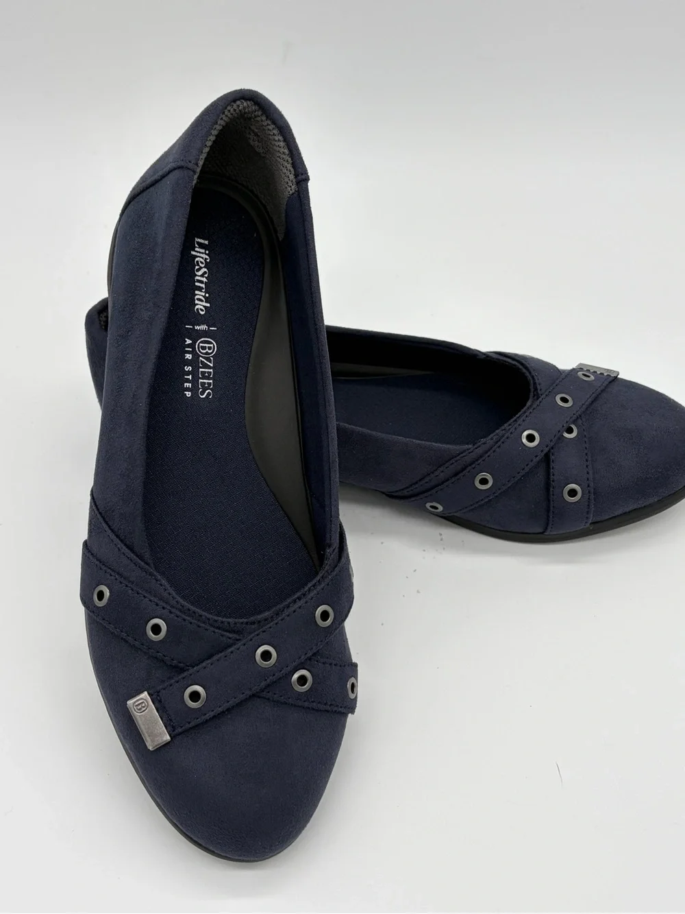 Life Stride Navy Grommet Accent Slip-On Flats